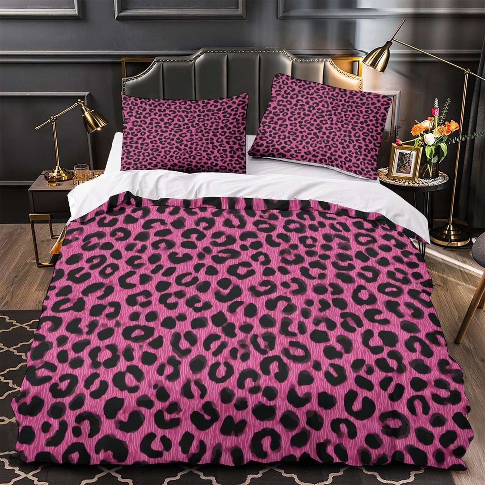 MMDASBVPE LeopardPrint Duvet Cover 3D Print Durable 3 Pcs Bed Linen Hidden Zipper AnimalPatternStyle Quilt Cover Premium Washable for Kids Adults Women Teens Youth Girls Boys Single（140x200cm）