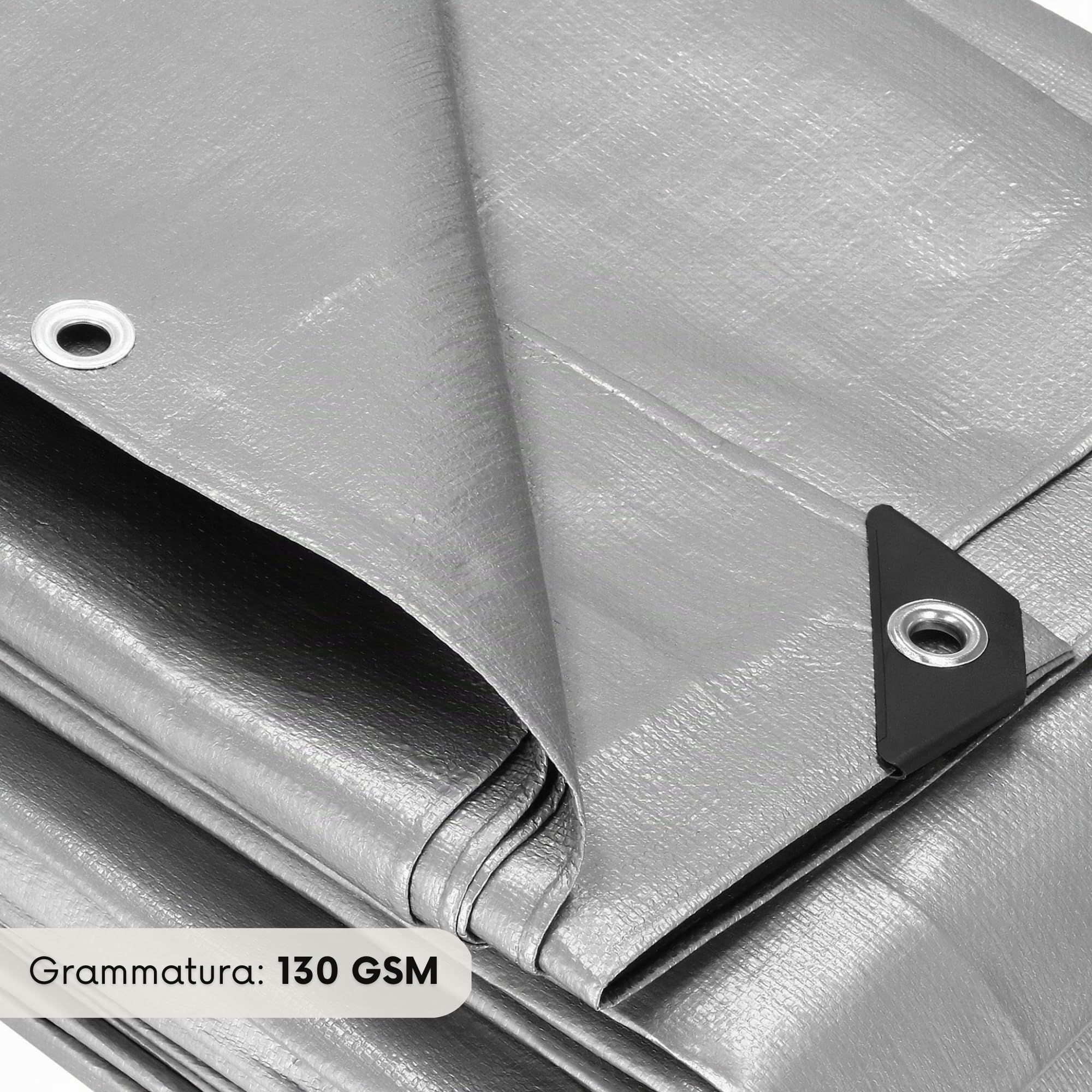 Telo 6x4m 130G Grigio Rinforzato Impermeabile Resistente ai Raggi UV Antigelo Telo di Copertura Telo Protettivo Polietilene per Giardino EDIFICIO Legno Macchine – Springos