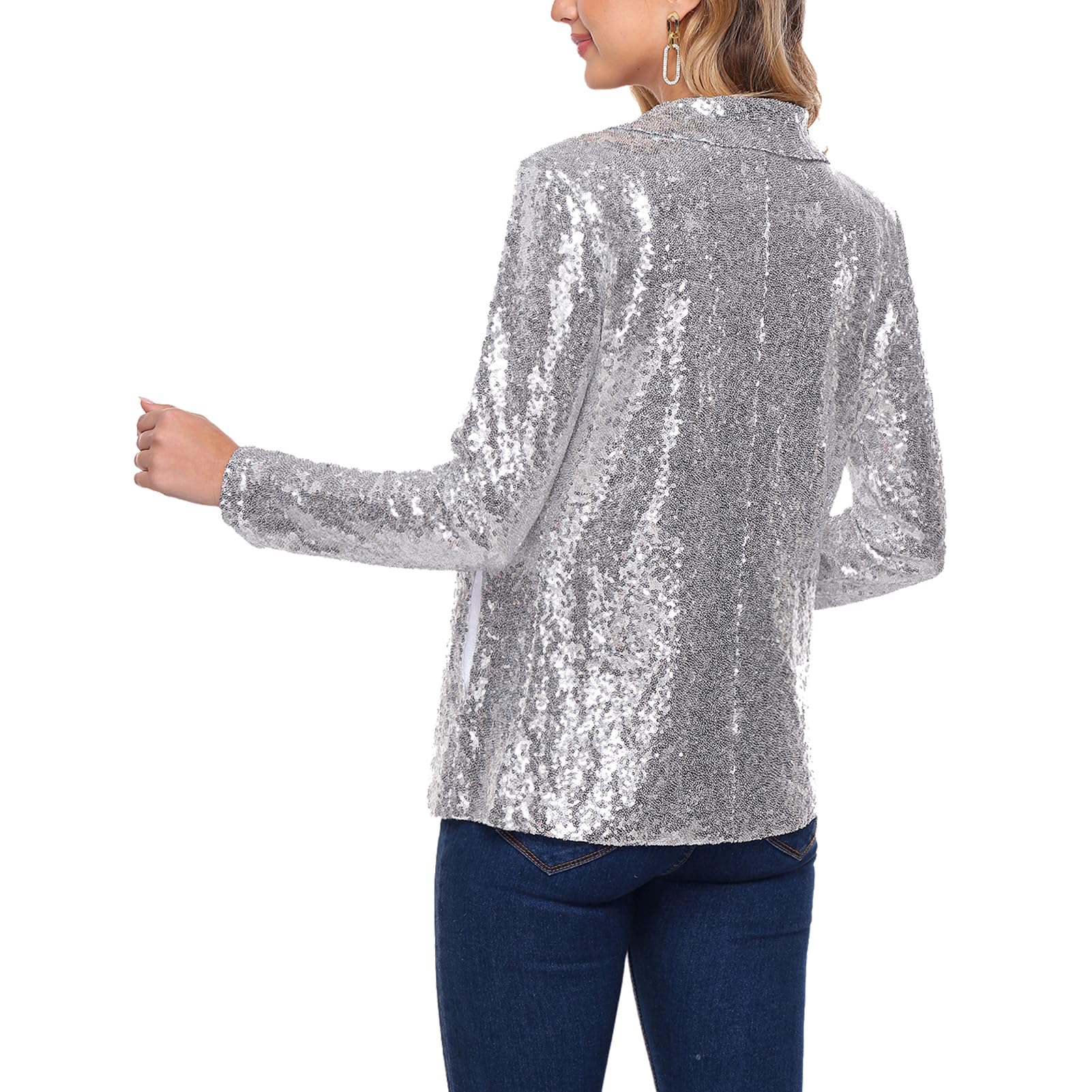 Blazer à paillettes pour femme - Manches longues - Ouvert - Pour fête - Cardigan - Vêtement d'extérieur - Décontracté