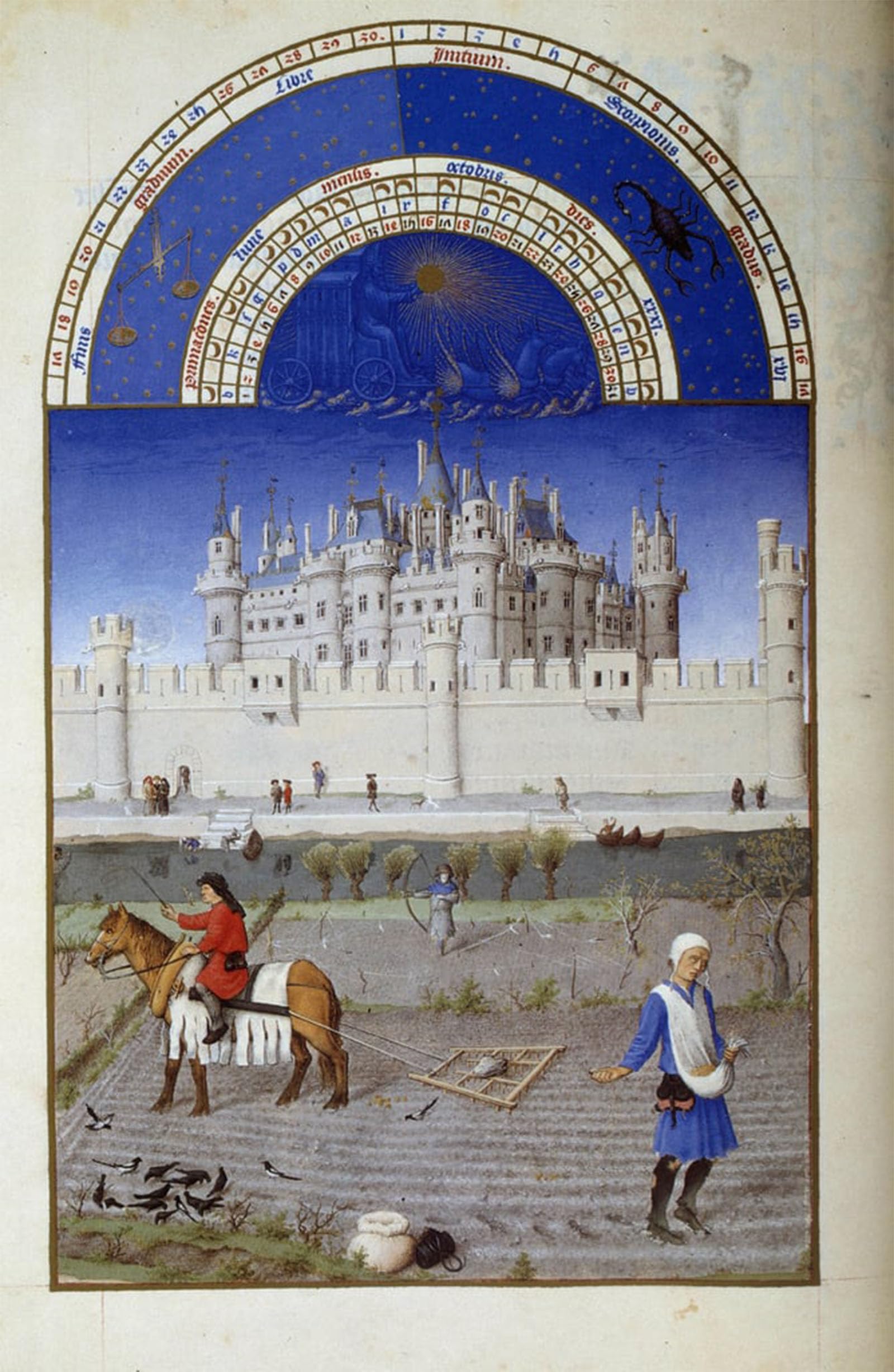Posteriik No Frame Vintage Print Pop Art Landscape Artwork October Sowing By Pol De Limbourg Art Prints For Office Home Decor 60X90cm