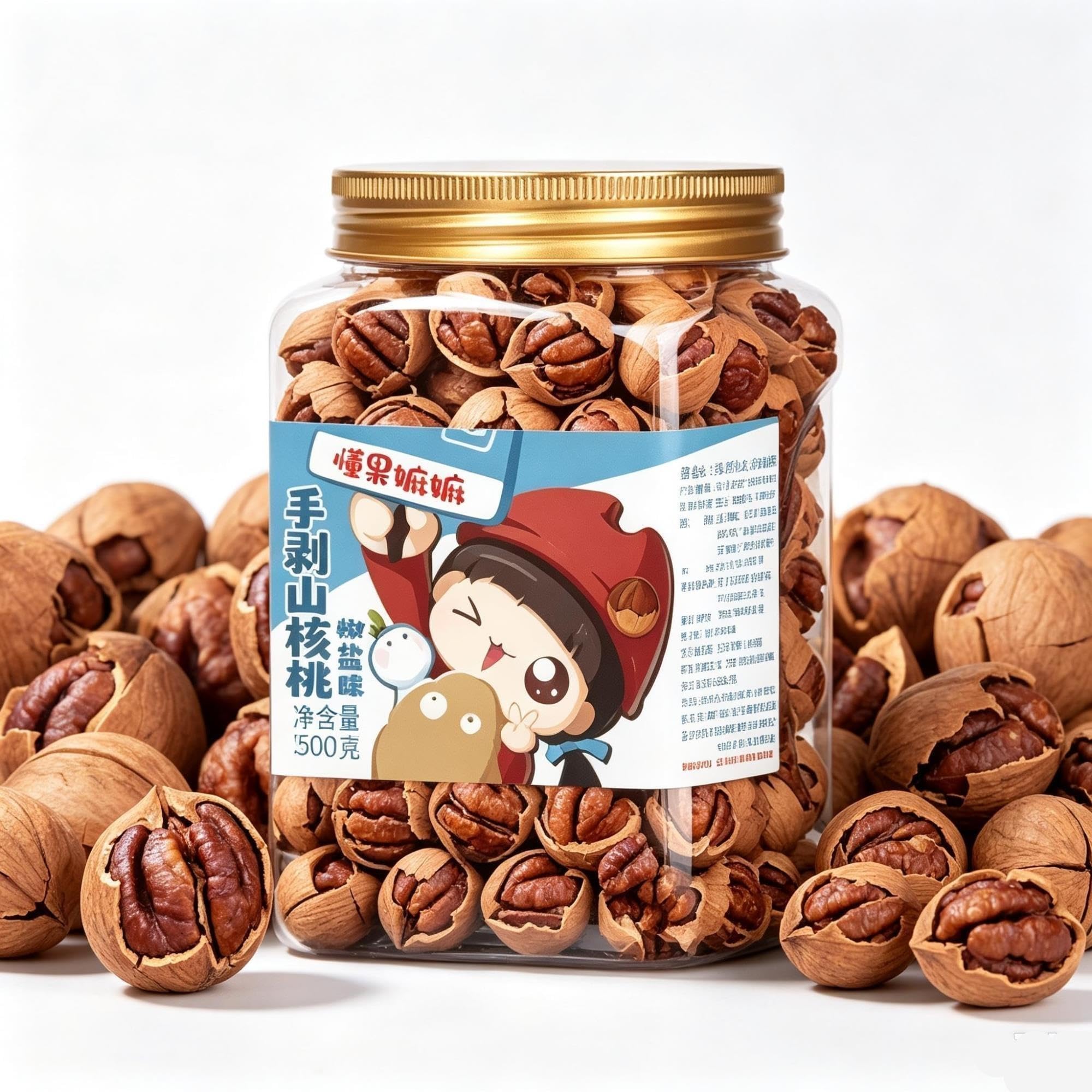 Nueces de cáscara abierta partidas a mano