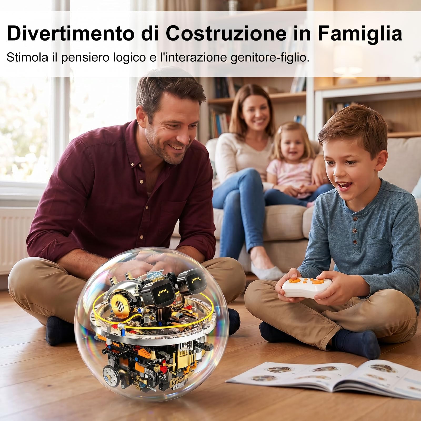 Kit per robot a sfera per bambini da 8 a 12 anni, rotola tramite app o telecomando, diverse espressioni degli occhi, giocattolo educativo della robotica STEM come regalo per ragazzi e ragazze (804