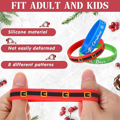 Miniatura 4 de Capoda 120 pulseras de silicona de Navidad a granel, banda de goma de Navidad, accesorios de regalo para calcetines de Navidad, suministros de