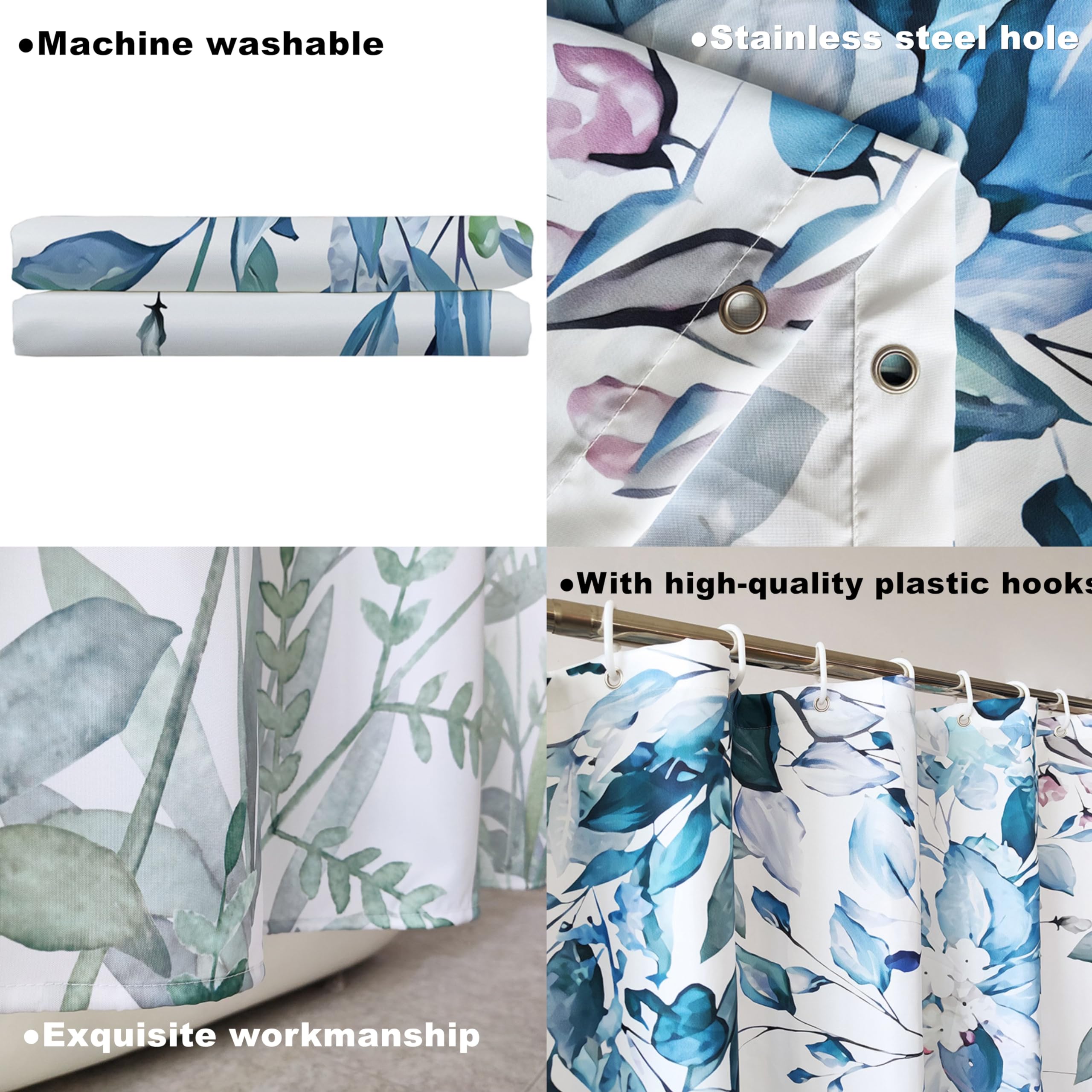Douchegordijn groene waterafstotende stof, polyester gordijnen met 12 haken, wasbaar badkamergordijn, sneldrogend gewogen voor badkamer natte kamer bad 120x200