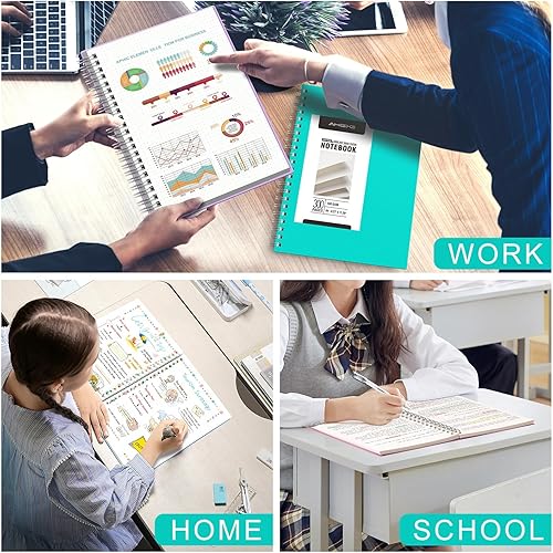 Miniatura 6 de AHGXG Cuaderno de espiral de 300 páginas, diario grueso de 300 páginas, cuaderno de cuadrícula de puntos A5, papel grueso de 3.53 ozm, tapa dura de