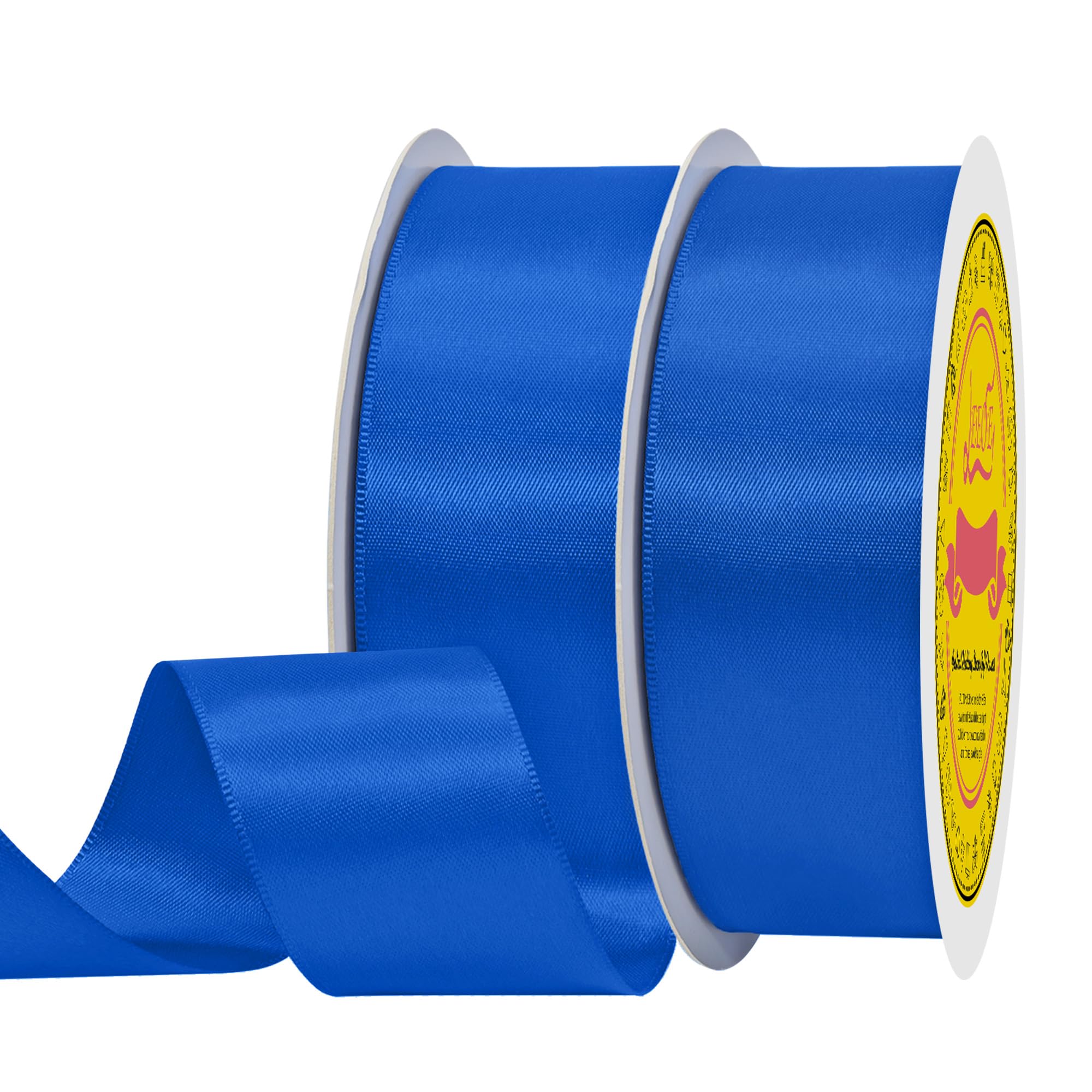 100 Yards Royal Blue Satin Ribbon Polyester Ribbon for Gift Wrapping Very Suitable for Weddings Party Hair Bow Invitation Decorations and More（1-1/2 inch X 50Yards X 2 Roll）