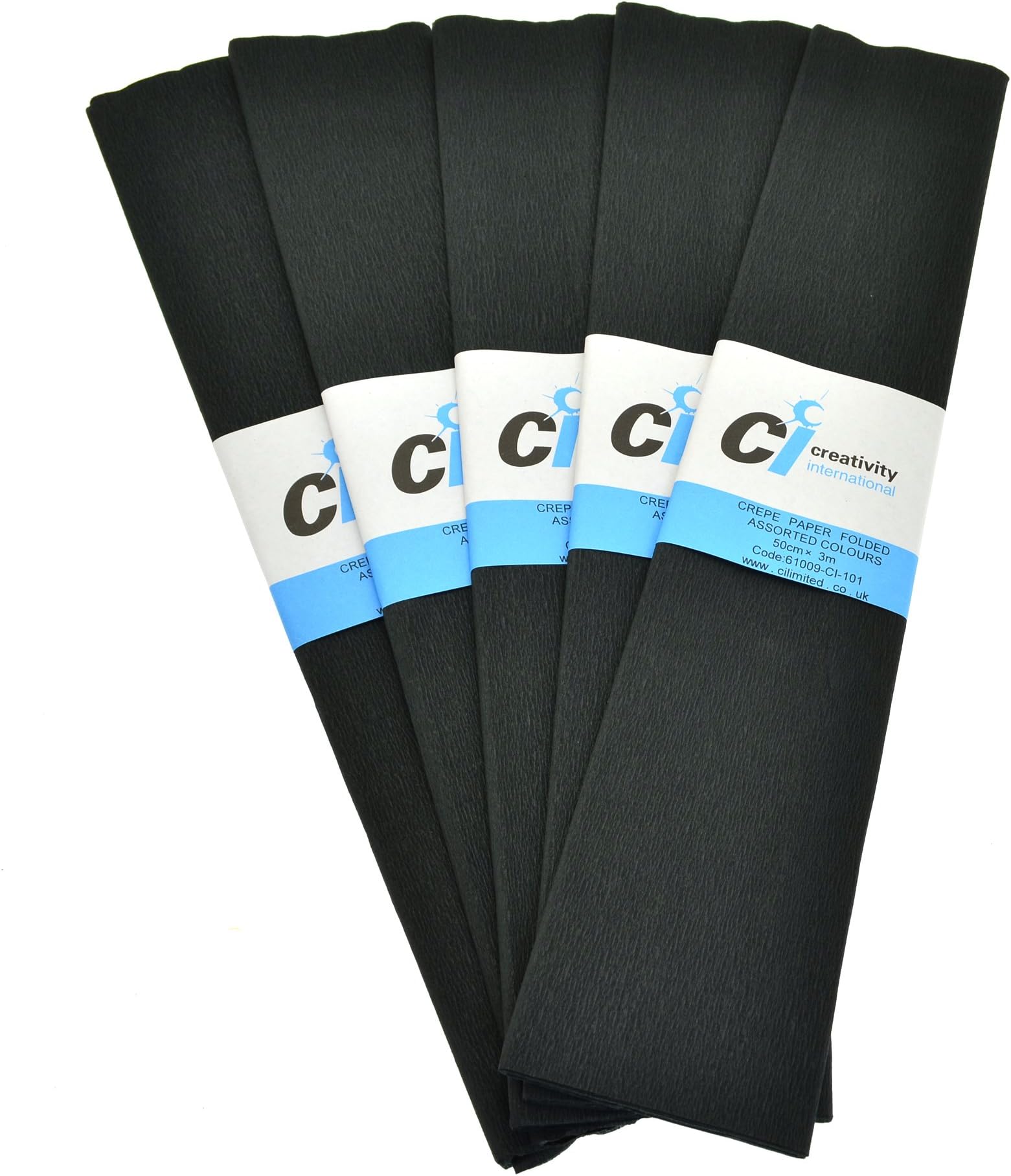 CI 10 Sheets Super Value Crepe Paper, Black, Each Sheet Measures 50cm x 3m