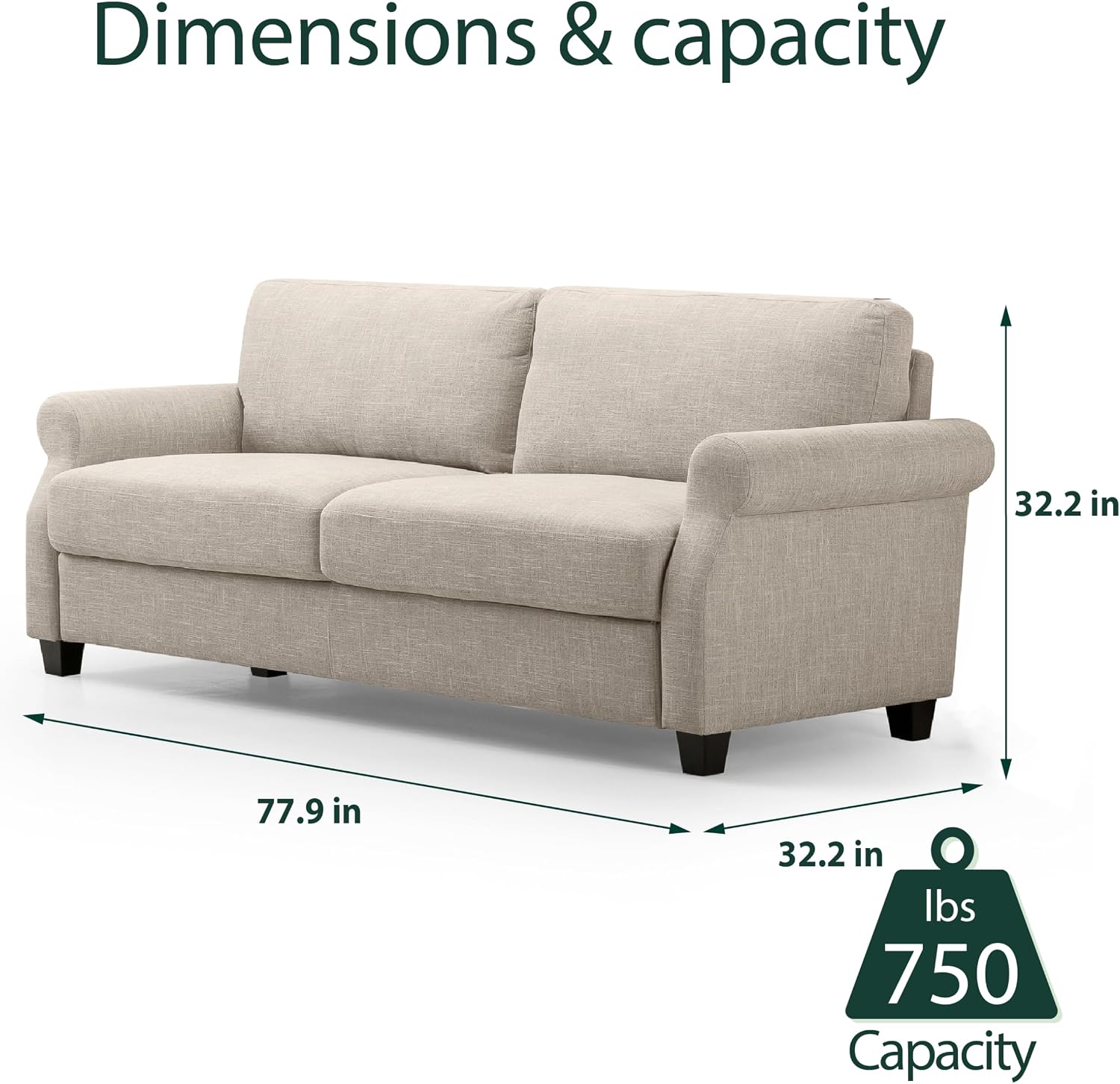 Zinus Josh Sofa Easy assembly beige color