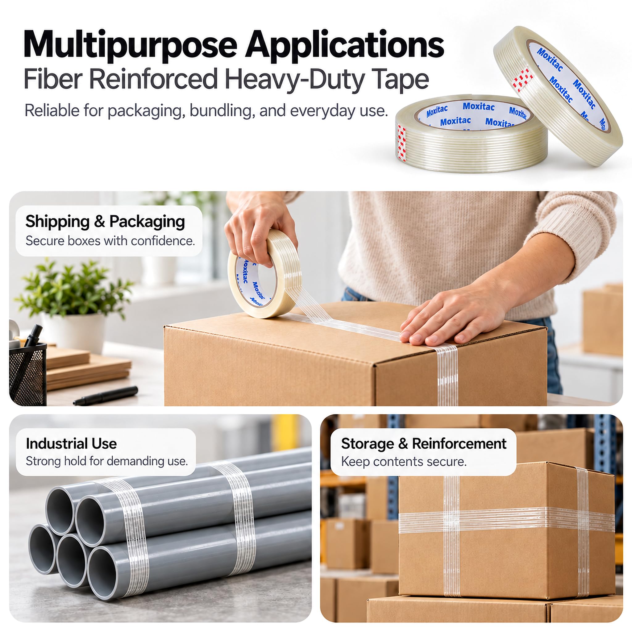 Fiberglass Filament Tape - 2 Rolls, 35 Yards Each -2 Fiberglass Filament Tape - 2 Rolls, 35 Yards Each -2