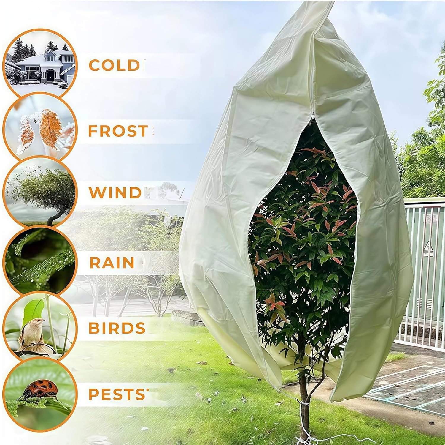 2-Piece Outdoor Plant Winter Shields, Plant Protective Cover, Plant Protection Blanket, Reusable, with Drawstring(Style 1,78x94in)