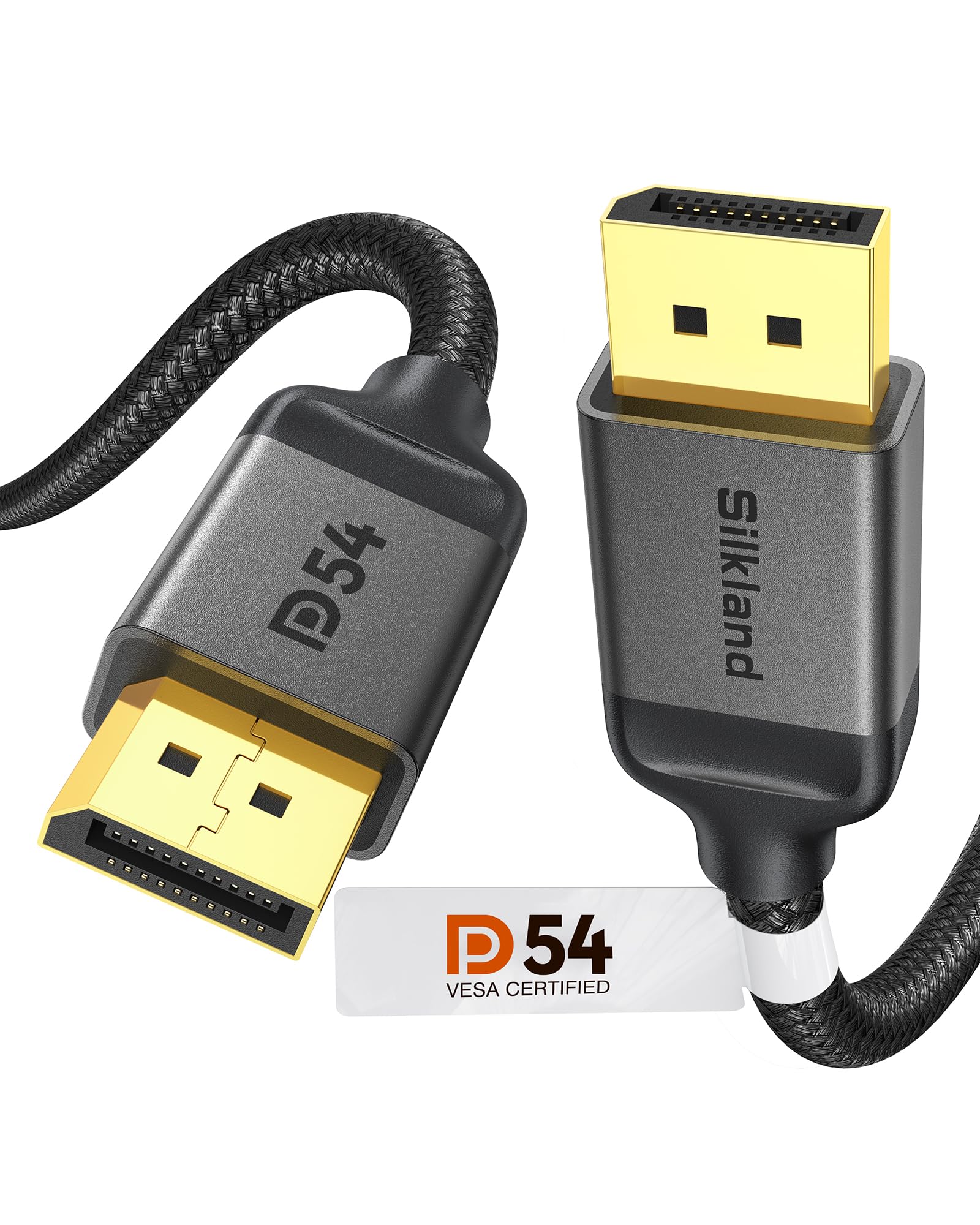 Silkland 16K Cavo DisplayPort 2.1 2.0 1m, 4K@240Hz/144Hz/165Hz, 8K@120Hz, 16K/10K@60Hz, 80Gbps, HDR10, ARC, G-Sync & Free-Sync, DSC 1.2a, Cavo DisplayPort 2.1 per 240Hz Monitor, PC, Tarjeta Gráfica