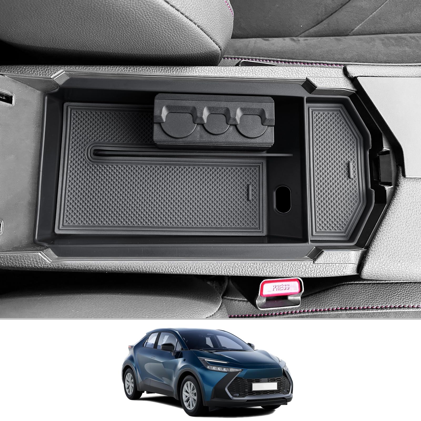 CDEFG Compatibile con Toyota C-HR CHR Hybrid 2024 2025 console centrale, vano portaoggetti, bracciolo, scatola di immagazzinaggio auto center console organizer vassoio CHR 2024 accessori