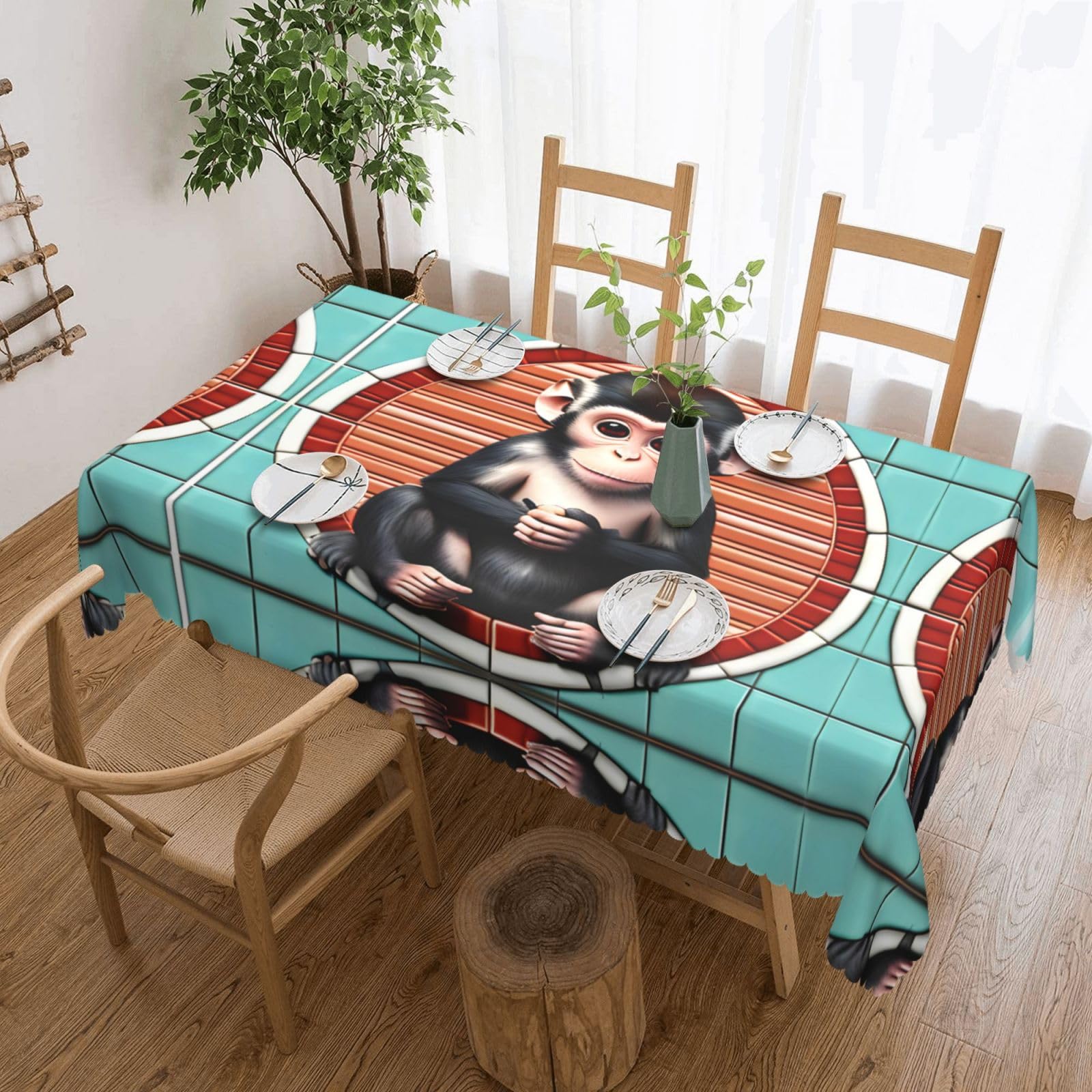 MROWYC The silent monkey Printed tablecloths are suitable for hotels, picnics, and parties, and can effectively protect the tabletop