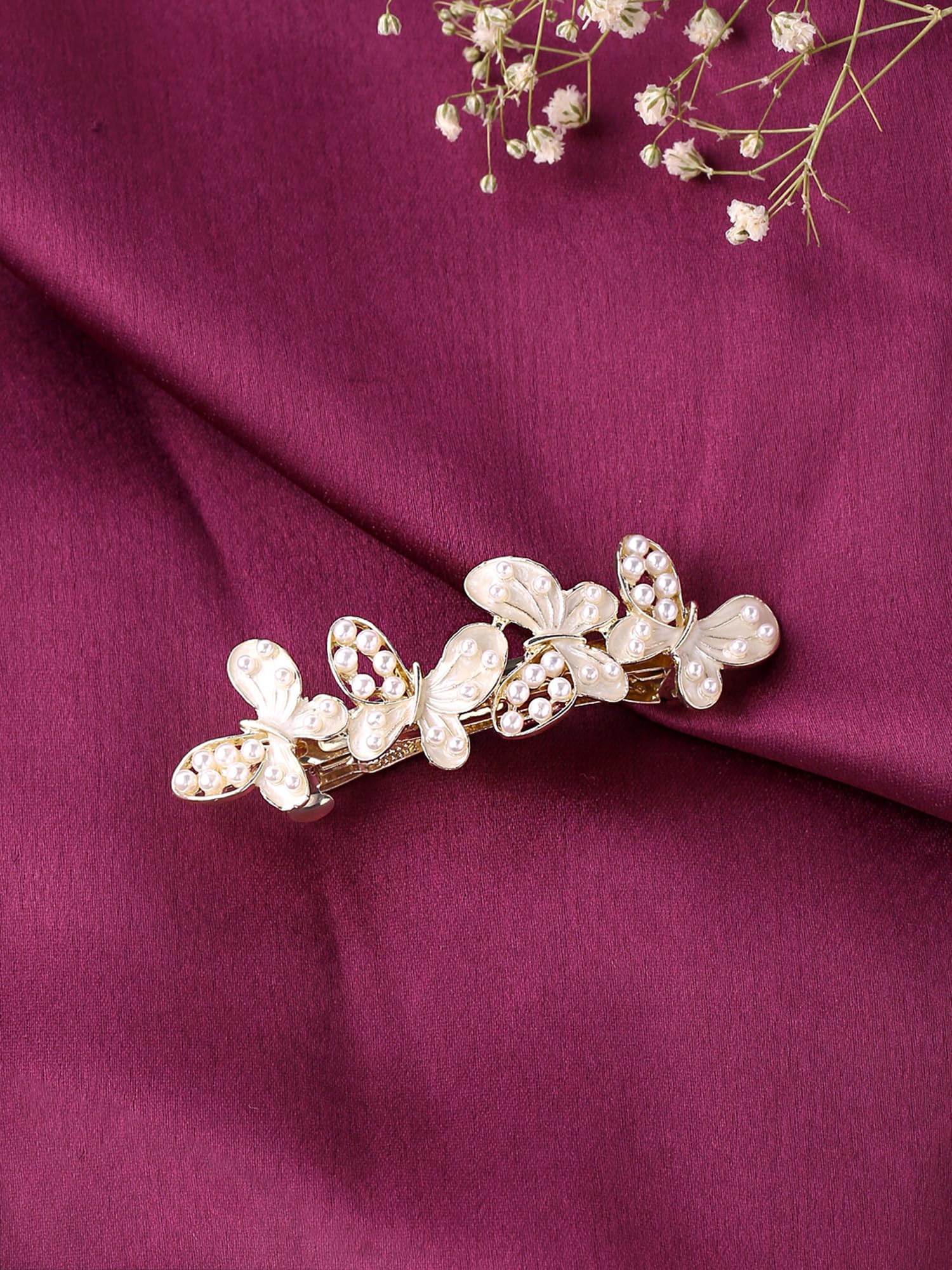Women's Pearl Butterfly Hair Clip, Elegant Barrette Accessory
