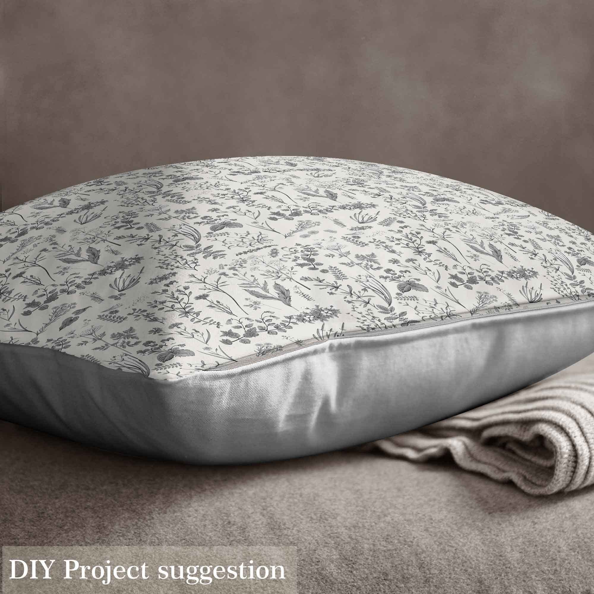 Floarl Upholstery Fabric by The Yard,Farmhouse Flowers Reupholstery Fabric for Chairs,Garden Floral Botanical Waterproof Outdoor Fabric,1 Yard,(L92*W150cm) Gray Black - Image 3