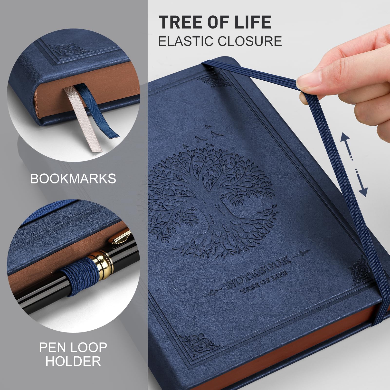 RETTACY A5 Dotted Journal Notebook, Hardcover Leather Bullet Dot Grid Journal, 320 Pages for Writing Inner Pocket - Image 2