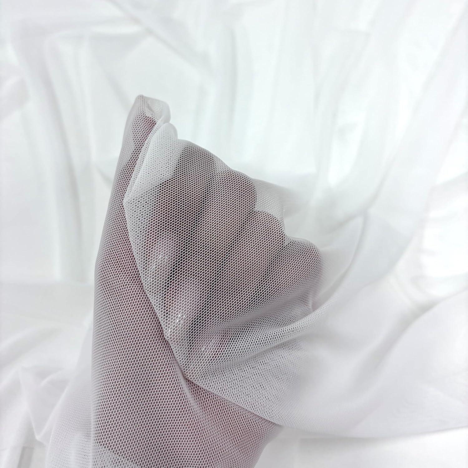 Ice Fabrics 4-Way Stretch Power Mesh Fabric by The Yard - 60" Wide Nylon Spandex Sheer Net - Breathable & Stretchy Mesh Fabric for Sewing Activewear, Dresses, Crafts - White - 1 Yard