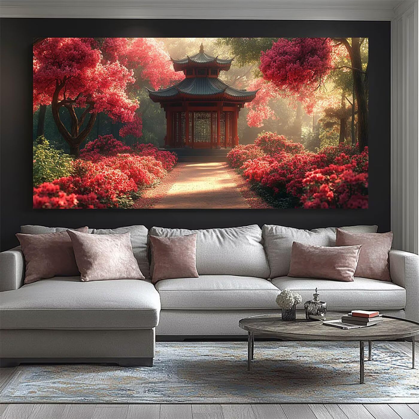 Zestawy sztuki diamentowej 5D dla dorosłych, pawilon, malarstwo diamentowe, kryształ, sztuka, haft krzyżykowy, zestaw do haftowania, 61 x 102 cm, DIY malowanie według numerów z kolorowymi kryształkami