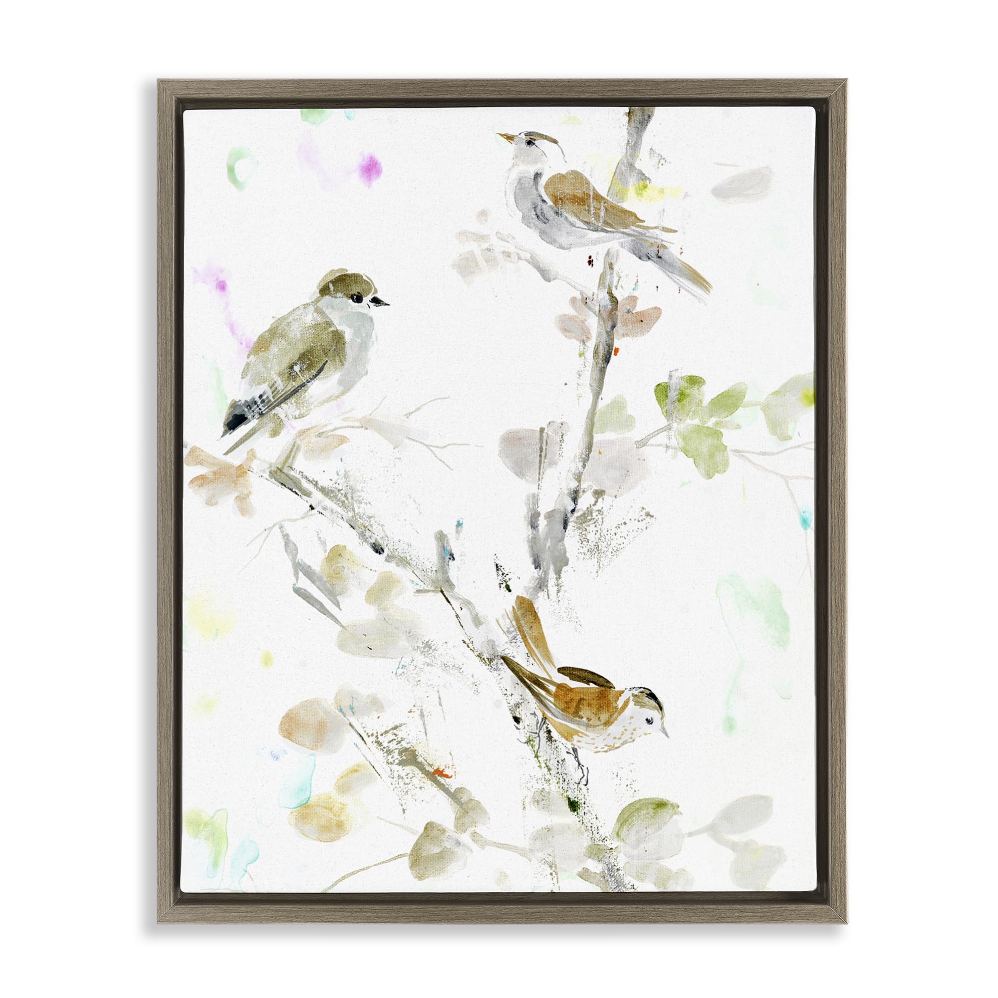 Stupell Industries 'Delicate Feathers Trio', Floating Frame Canvas Art, Brown, 25 x 31 Inches, Easy to Hang and Sturdy, Made in USA, by Lorenzo Collective