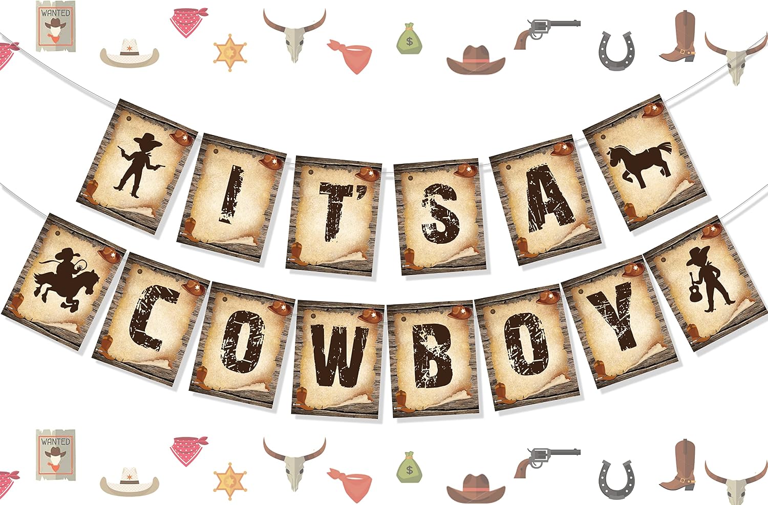 Cowboy Baby Shower Decoration for Boy It’s A Cowboy Banner Gender Reveal Banner for Boys Cowboy Baby Shower Banner Cowboy Party Decorations Cowboy Birthday Decoration Western Cowboy Party Decoration