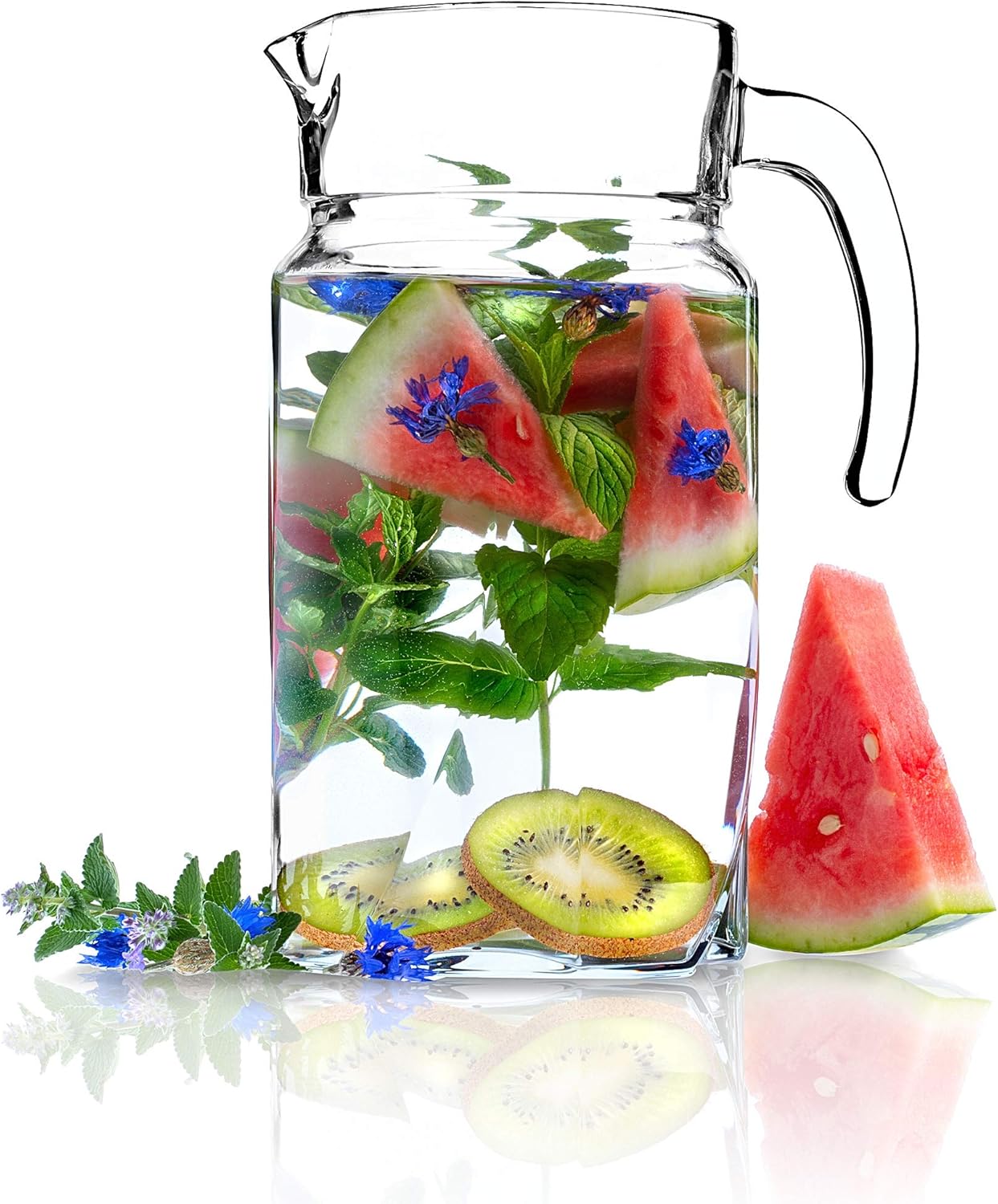 KADAX Glass Jug, Durable Glass Jug, Water Jug with Spout and Handy