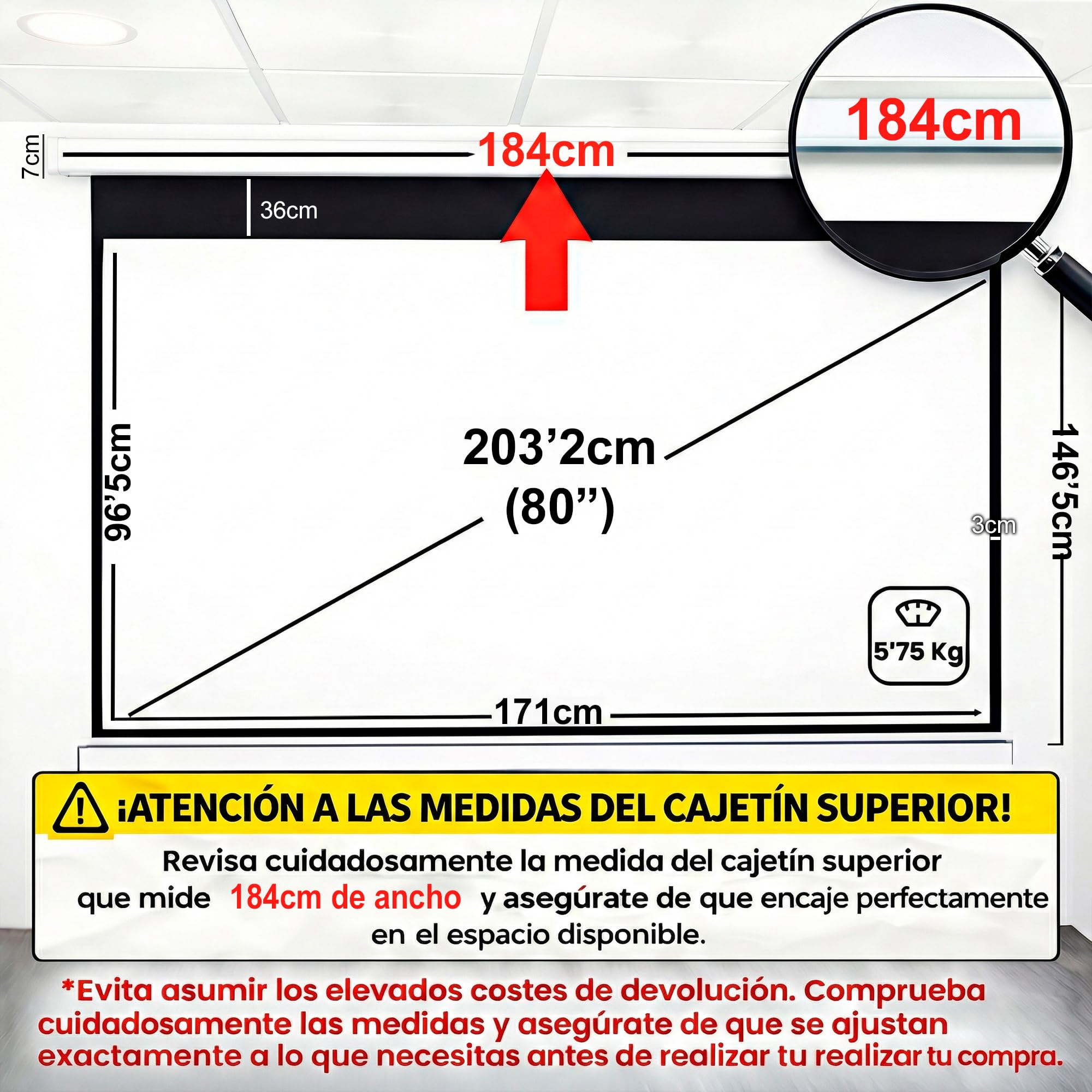 Schermo di proiezione manuale murale Luxscreen Superficie bianca opaca ad alta luminosità per proiettore compatibile 4K 1080p adatto per 4:3 e 16:9 bordo nero