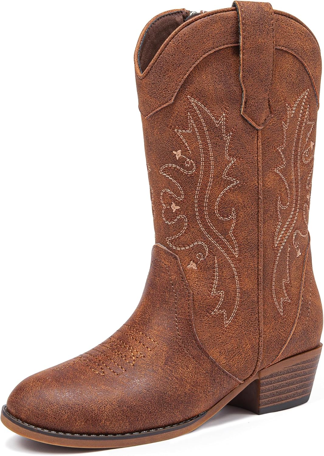 Motasha Girls Cowboy Boots Classic Western Kids Cowboy Boot Toddler Cowgirl Boots Mid Calf Zipper Embroidery Little Big Girls Boot Riding Country Concert Party Wedding