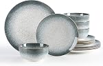 Sweejar Dinnerware Sets Service for 4, 12 pcs Porcelain Plates and Bowls for Dinner, Housewaring Gift, Chip and Scratch Resistant Dish Set, Handmade Dishwasher and Microwave Safe Plate Set, Green