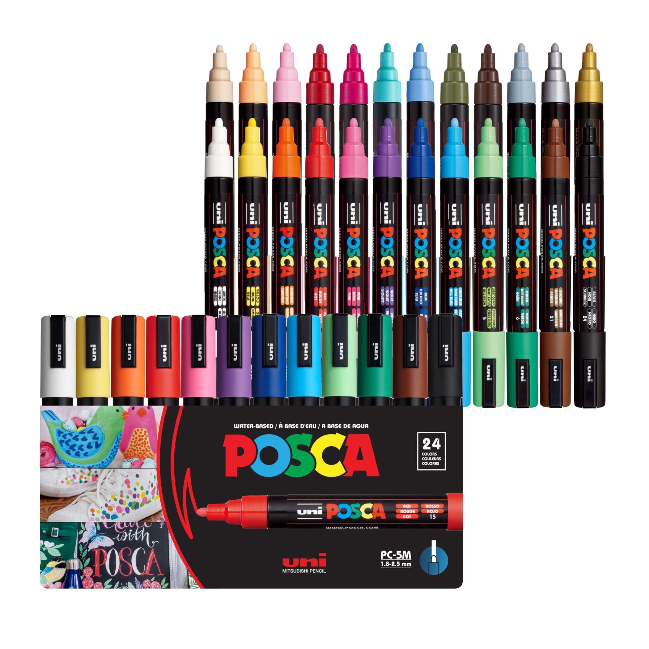 POSCA® PC-5M Water-Based Acrylic Paint Markers, Medium Tip, 24 Count