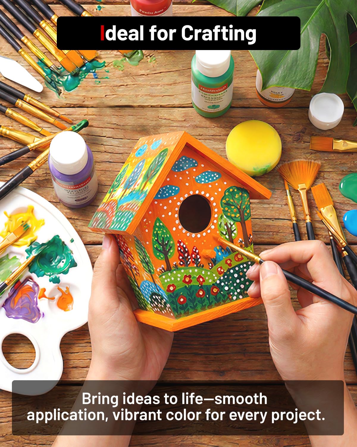 Fantastory Ensemble De Peinture Acrylique  2oz /60ml , 28 Couleurs Avec 12 Pinceaux Kit De Peinture Artisanale