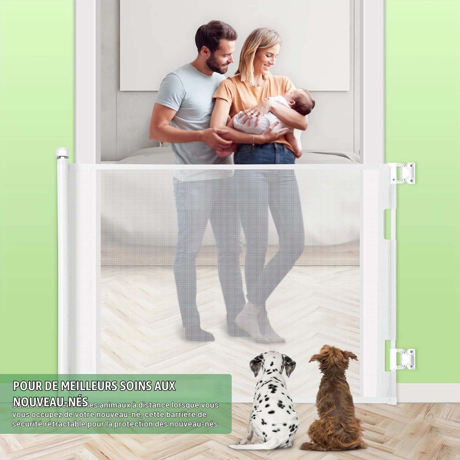 Barrière de Sécurité Rétractable 0-140cm, MYPIN Barriere de Securite Enfant Rétractable, Barriere de securite Chien pour Les Escaliers/Portes/Couloirs/Intérieur/Extérieur, Blanc