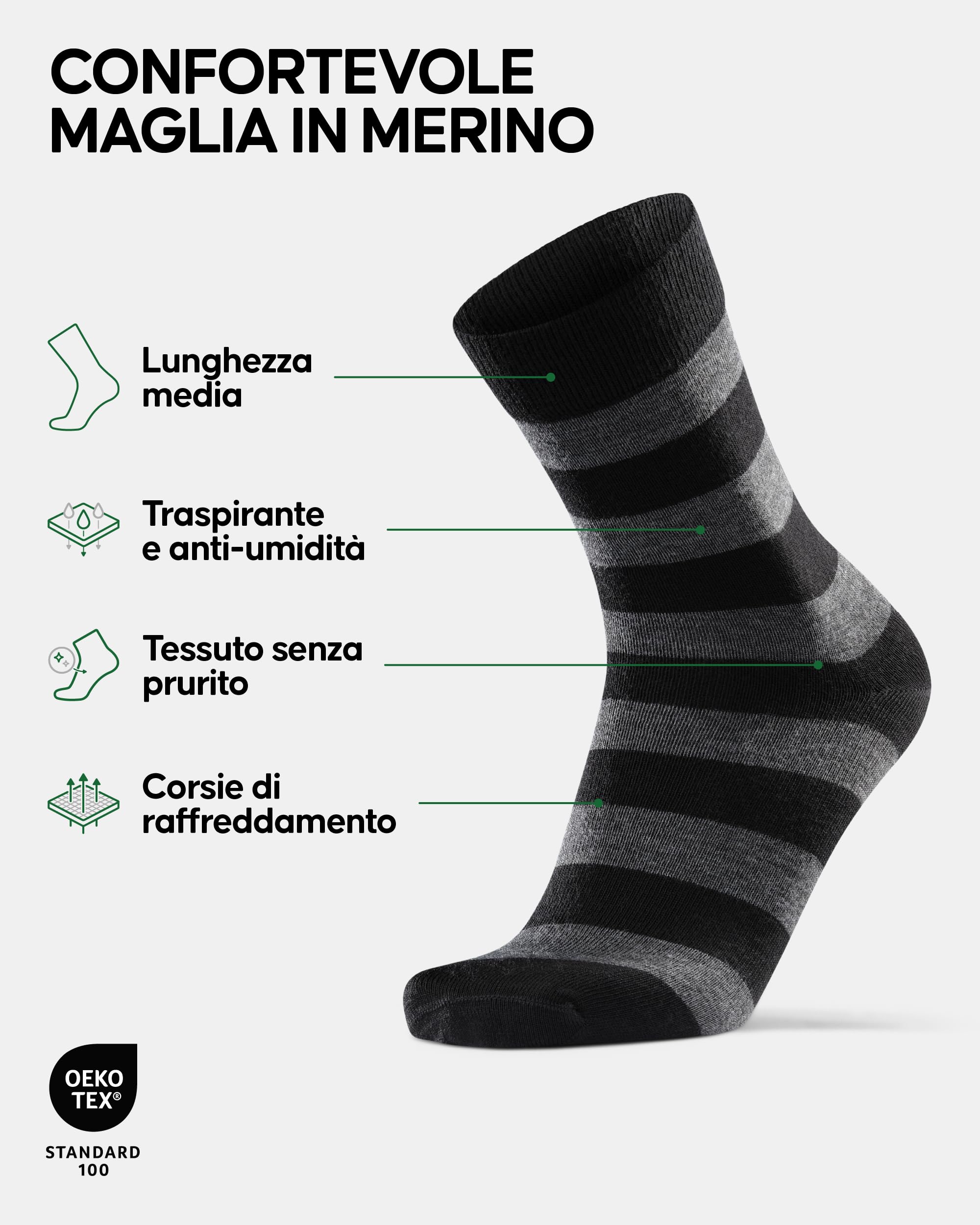 DANISH ENDURANCE Calze in Lana Merino, Calzini Classici Traspiranti, da Uomo e Donna, 3 o 5 Paia