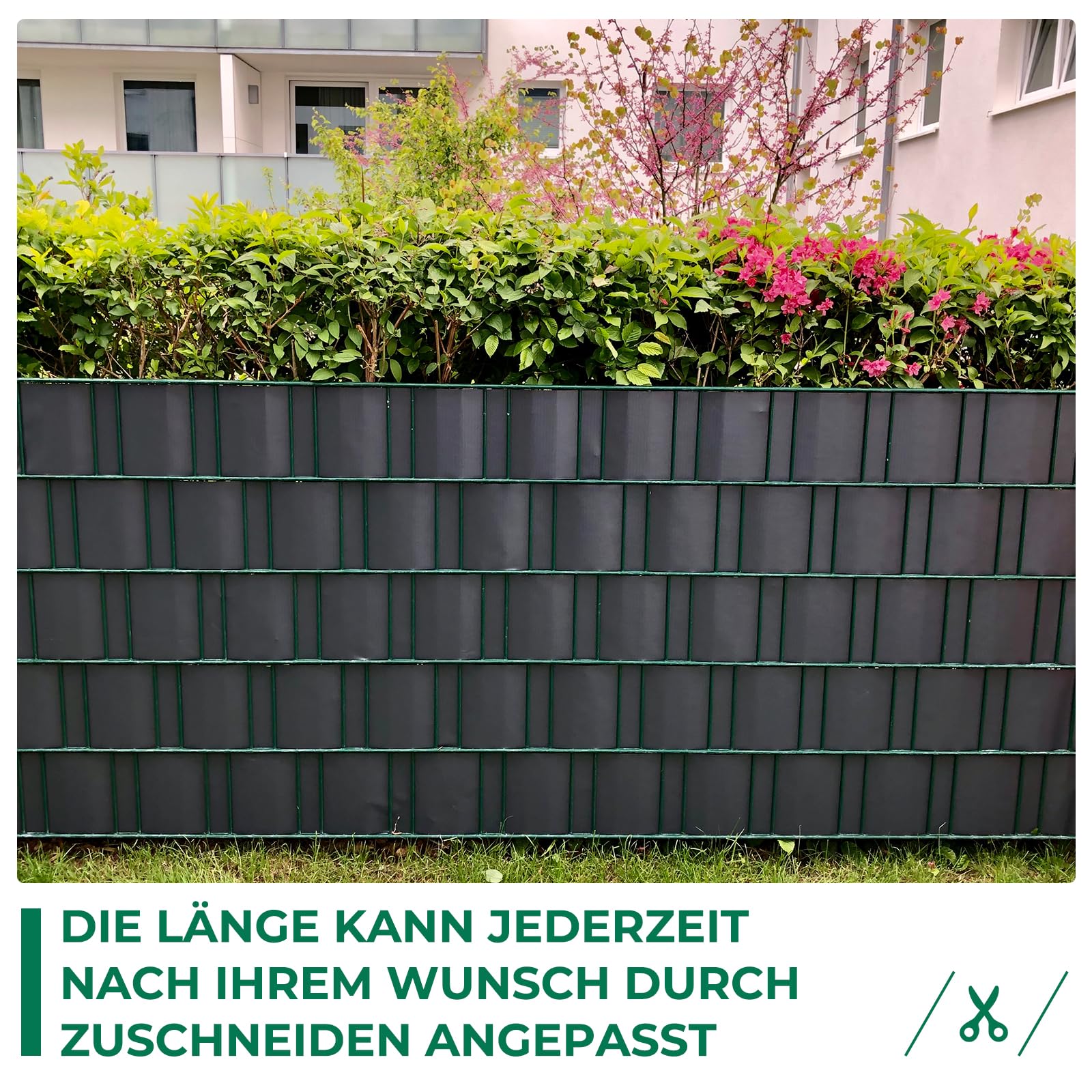 Sichtschutzstreifen Zaun 35 m x 19 cm inkl.20 Clips, Sichtschutz Zaunfolie PVC Sichtschutzstreifen Doppelstabmatten für Gartenzaun, Balkon/Diverse Farben