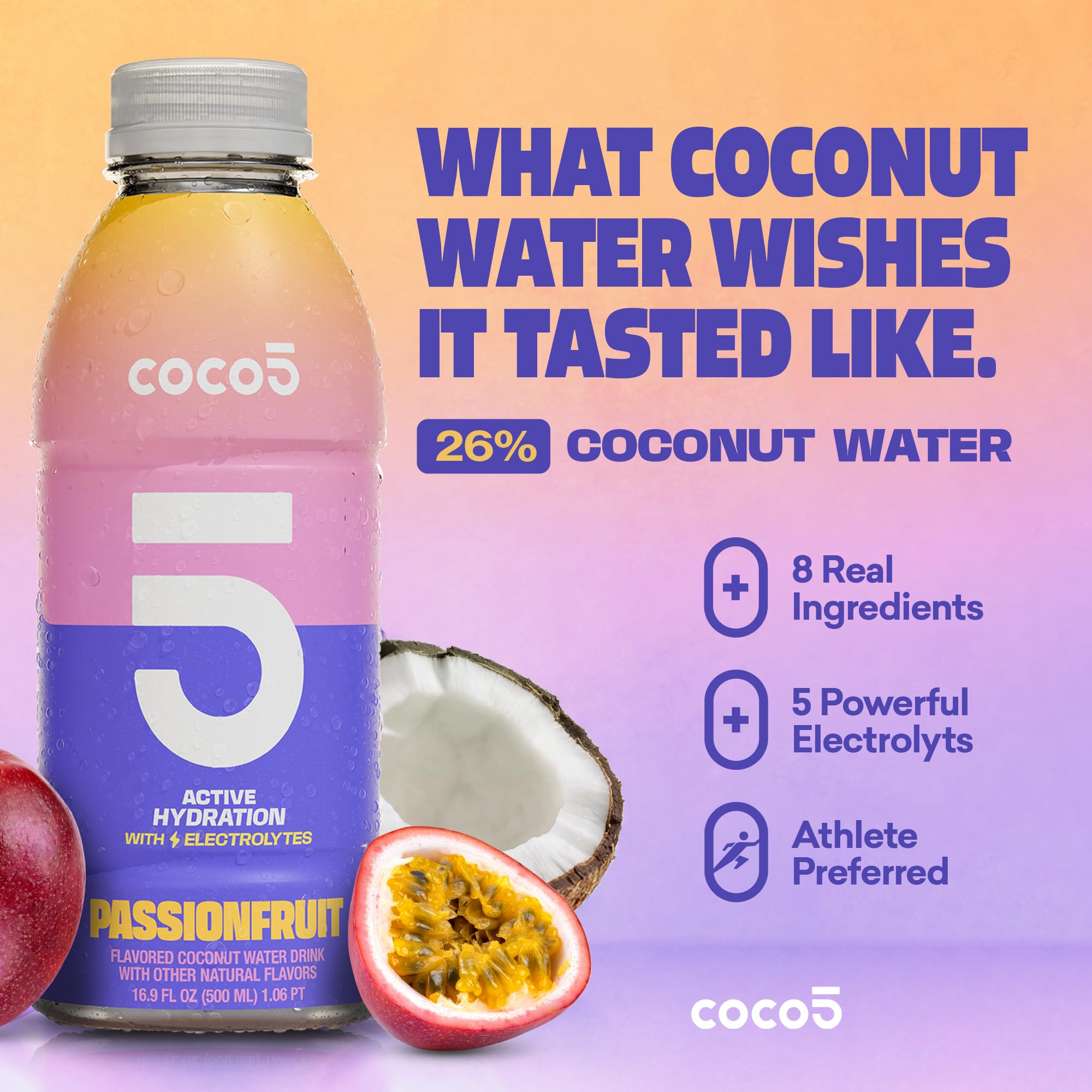 Amazon.com : Coco5 Passion Fruit Coconut Water Natural Electrolyte