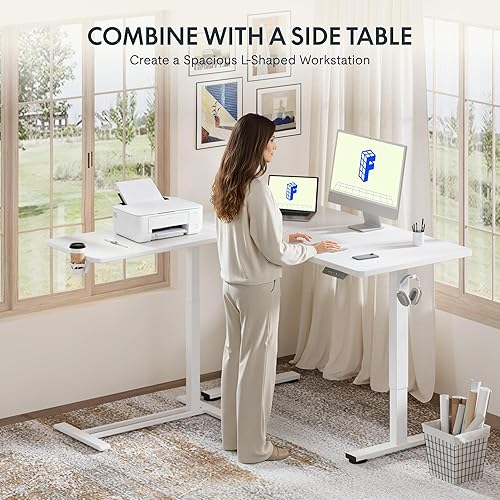 Vista 39 de FLEXISPOT - Mesita médica ajustable con ruedas, escritorio de pie neumático y móvil para laptop, mesa para colocar sobre la cama