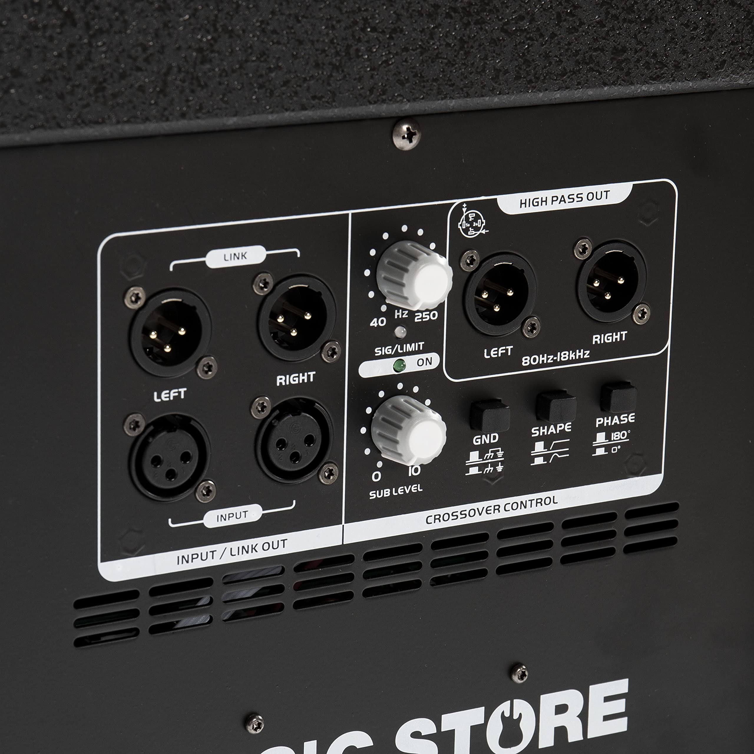 Music Store Go! Sub 15A Aktiver Subwoofer 15 Zoll, 1000 Watt Class D Endstufe, M20 Gewinde, XLR Eingang & Ausgang, 45-250Hz Frequenzgang, Holzgehäuse - Perfekt für Veranstaltungen und Konzerte