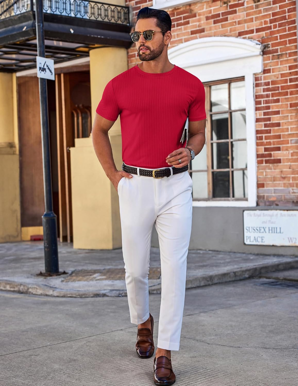 COOFANDY Mens T-Shirts Short Sleeve Plain Tshirts Casual Crew Neck Basic T Shirt Soft Cooling Fitted Stretch Tee Shirts - Image 4