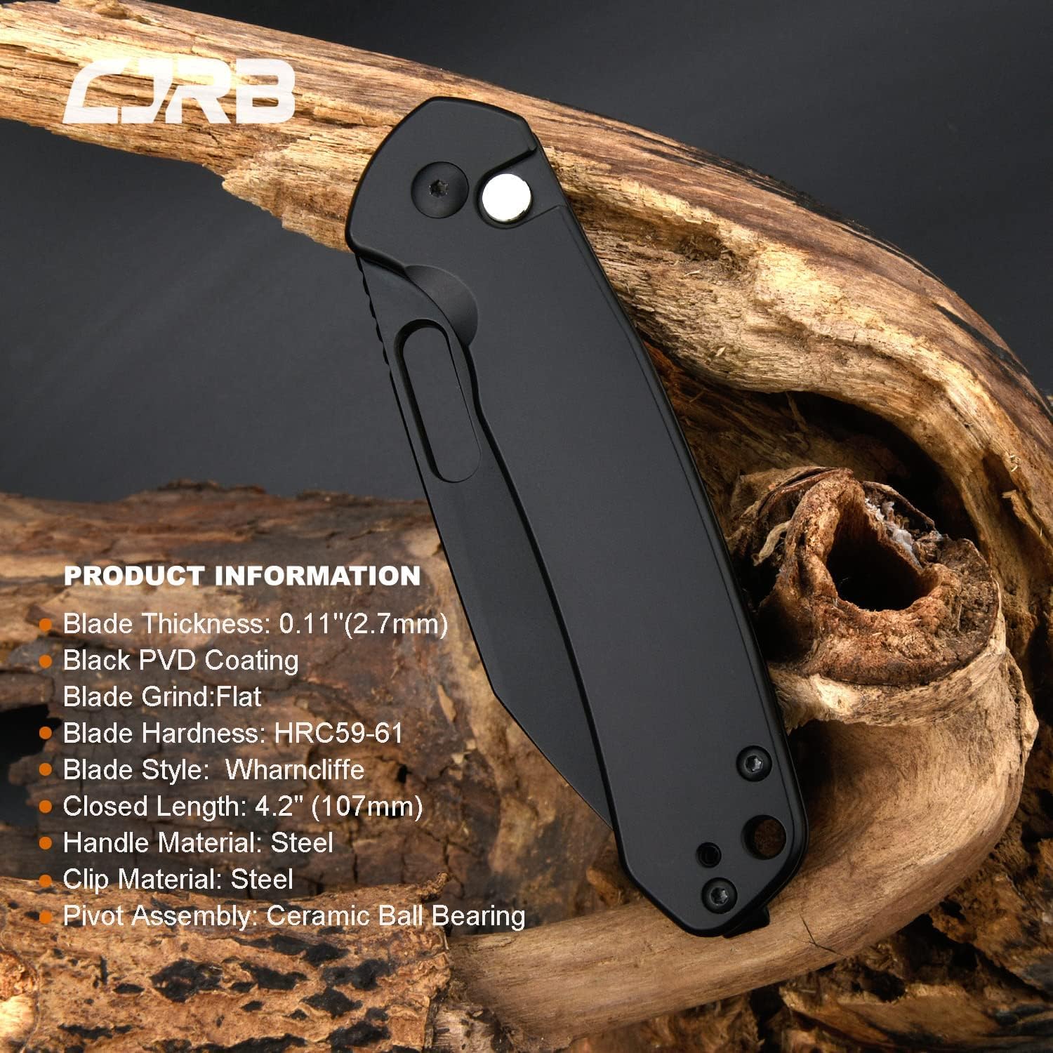 CJRB Pyrite Black Blade Wharncliffe Exklusives Taschenmesser J1925A aus AR-RPM9 Pulverstahl mit Keramik Kugellager