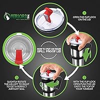 Vista 3 de Tapa ANTIDERRAMES para vaso Yeti, tapas de reemplazo para evitar salpicaduras y derrames. Cierre con traba, para RTIC, Ozark Trail, con traba