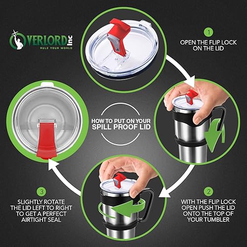 Miniatura 3 de Tapa ANTIDERRAMES para vaso Yeti, tapas de reemplazo para evitar salpicaduras y derrames. Cierre con traba, para RTIC, Ozark Trail, con traba para