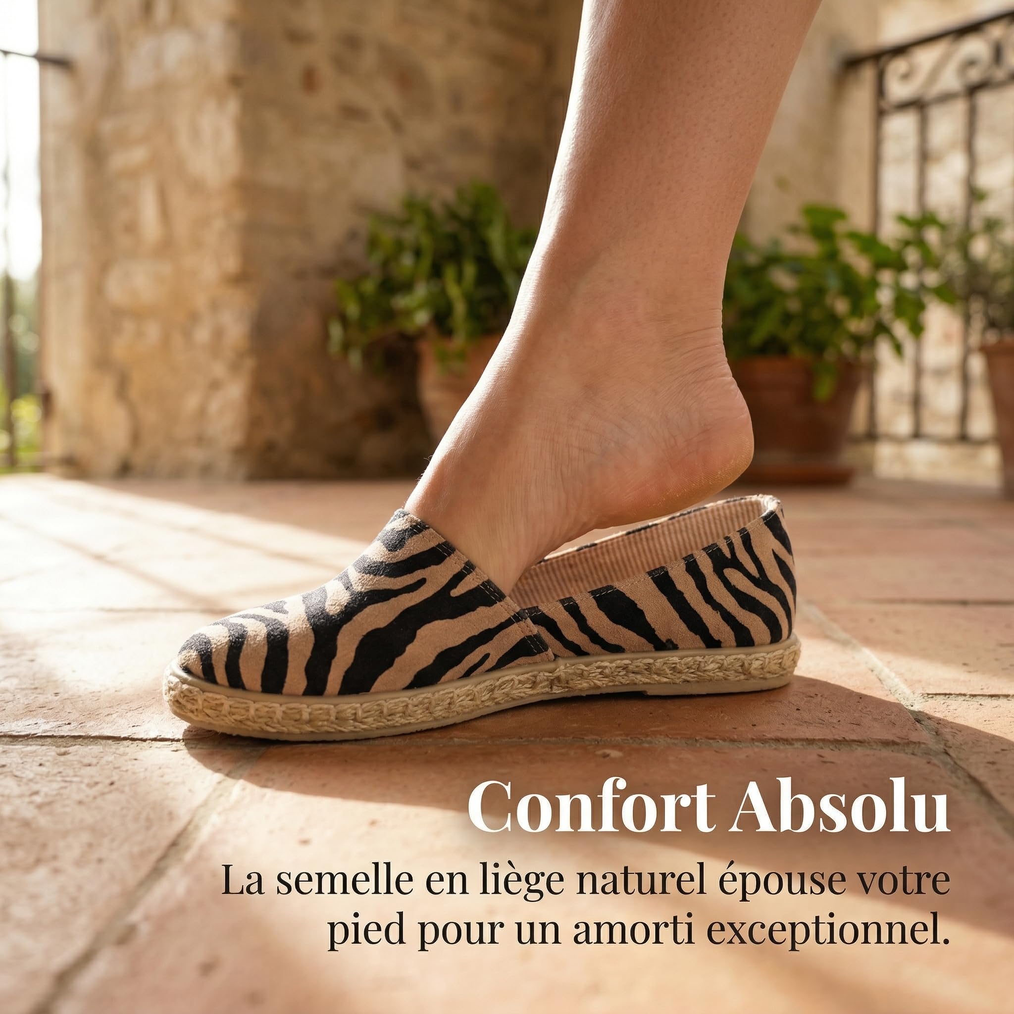 GLAMORA Espadrilles pour femme en toile Slip On respirantes légères Semelle en jute antidérapante Confortables Textile Plat Semelle Confort Flexible Tissu Élastique Ajustement Léger