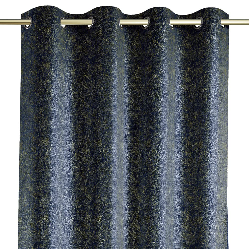 AmeliaHome Tenda Con Occhielli Piramides – 140x250 Cm, Motivo Metallizzato Blu Scuro, Tessuto In Poliestere, 1 Pezzo - 4