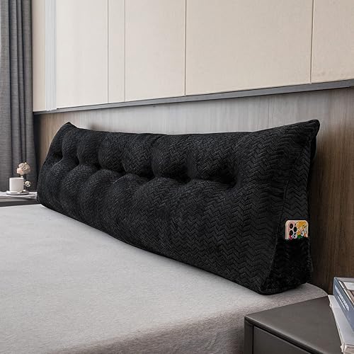 Miniatura 27 de Cabecera triangular grande, respaldo de cuña y de posicionamiento, almohadas de lectura, almohadas para cama de día, literas, con funda extraíble,