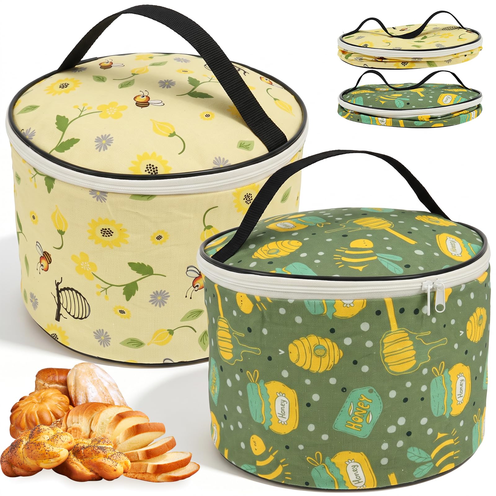 2Pcs Cylindrical Beeswax Bread Bag for Sourdough Reusable Cotton Sourdough Bread Organiser with Handle to Keep Fresh Freezer Safe for Loaf Kitchen(Style 1)
