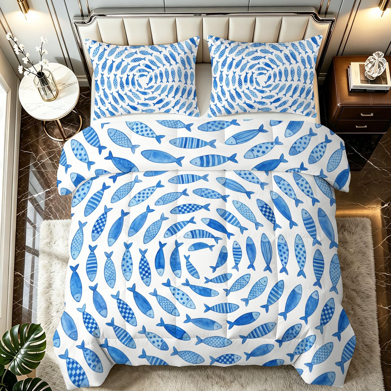3 pz Fun Ocean Piumini Coverless con Scuola di Pesce Circles concentrici