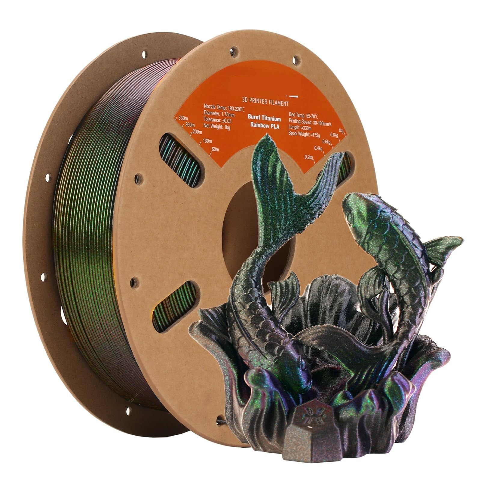Wielokolorowy tęczowy filament PLA 1,75 mm – 1 kg szpula z fotokopialnymi wzorami, niskie przebarwienia do gładkiego druku 3D modeli, zabawek, prototypów (niebiesko-czarny, 1 kg)