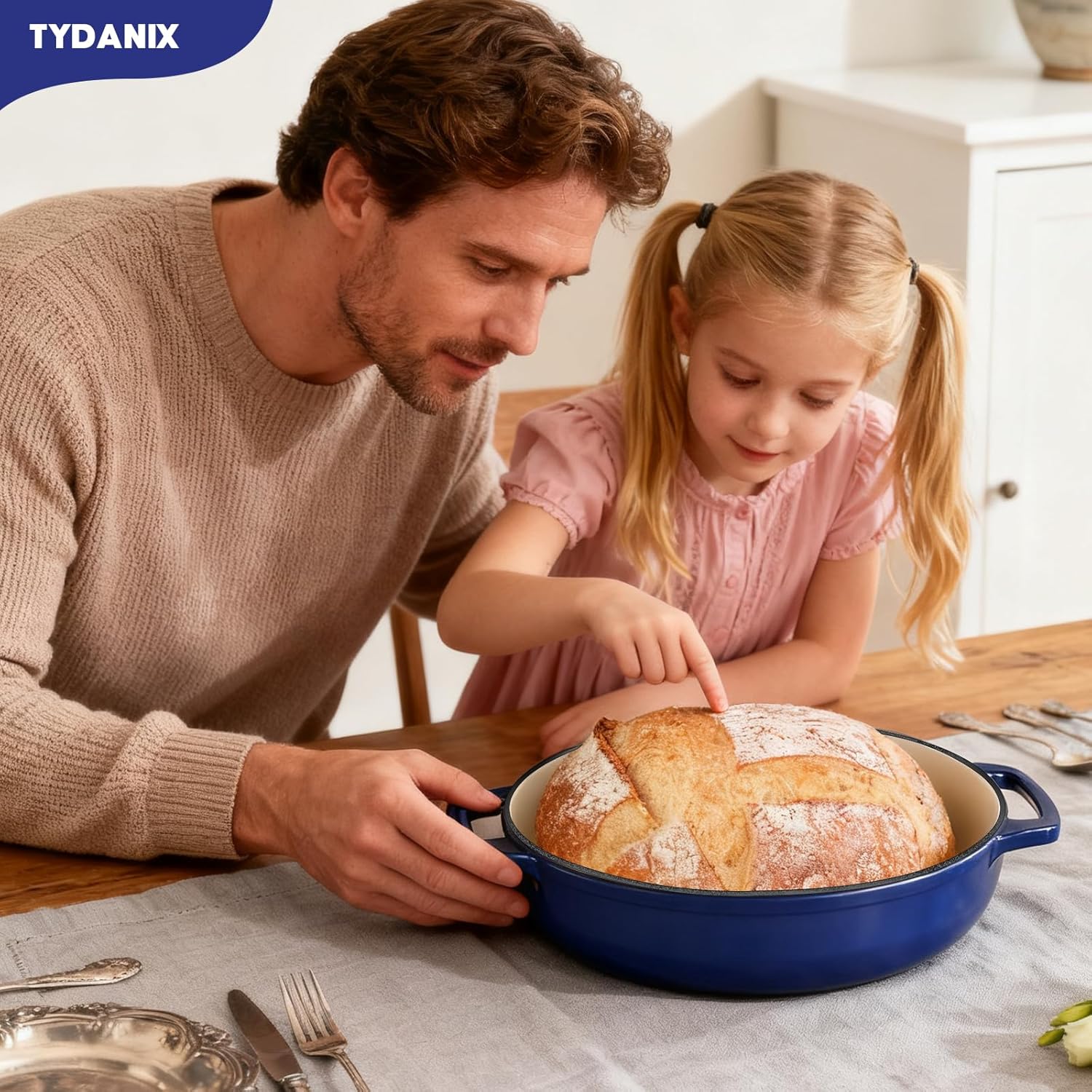 2-in-1 Multifunctional Enameled Cast Iron Dutch Oven, 6QT Loaf Pan with Dual Handles, Perfect for Baking Sourdough, Roasting, Braising & Stews, Oven & Stovetop Safe, Easy to Clean & Pre-Seasoned - Image 6