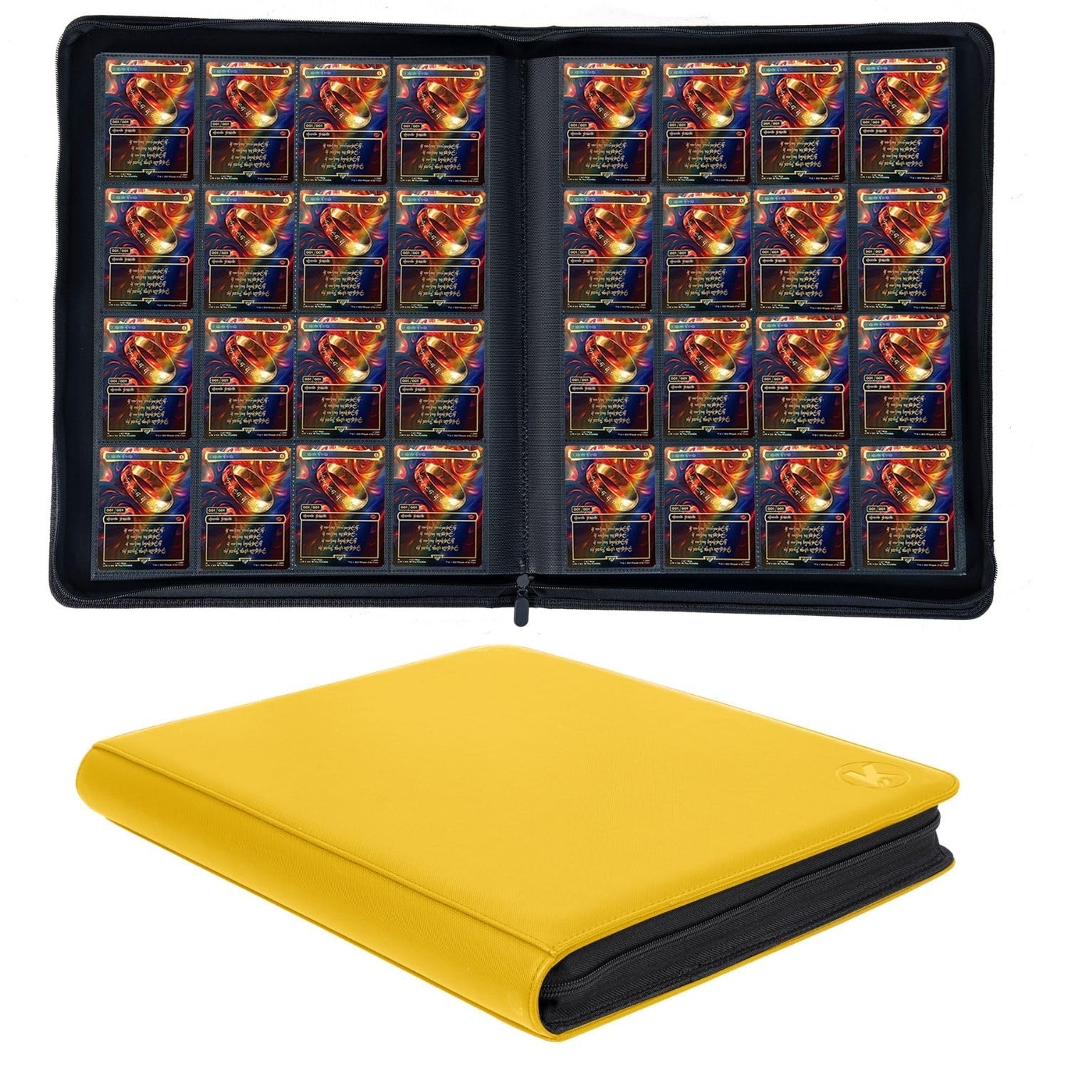 card binder 1000 pockets KUOOKING 1000+ Trading Binder, 16-Pocket Card Ablum Compatible with MTG,Sports Cards & Other Standard Size Trading Cards (Yellow) : Toys & Games allowing you to keep Confused Meme Pikachu Pokemon Edge Syle:Sharp Vanguard OverDress