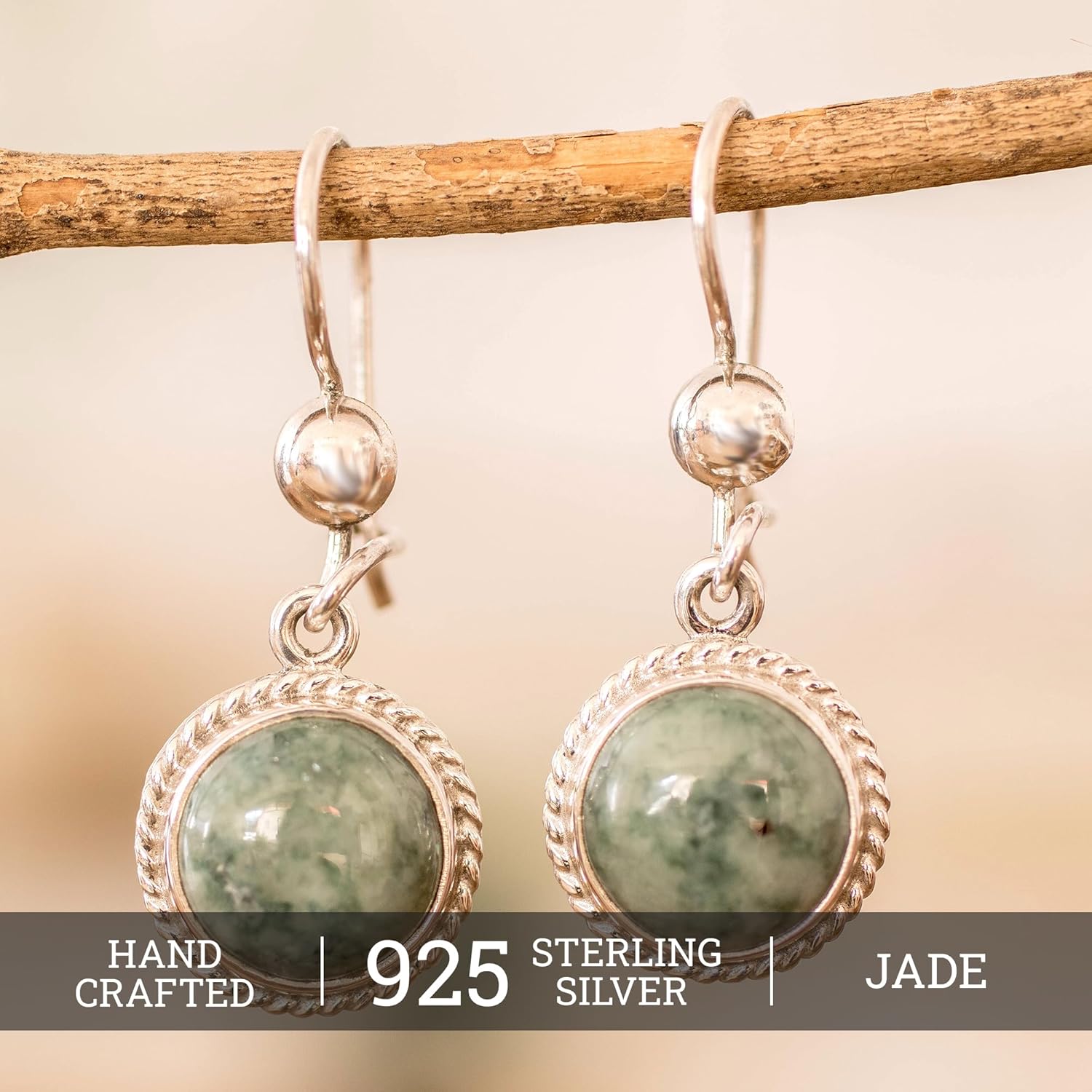 NOVICA Artisan Handcrafted Jade Dangle | Natural Stone | Sterling Silver Green | Wire Dangle | Shamrock For Women | Mexican Jade Earrings - Image 2