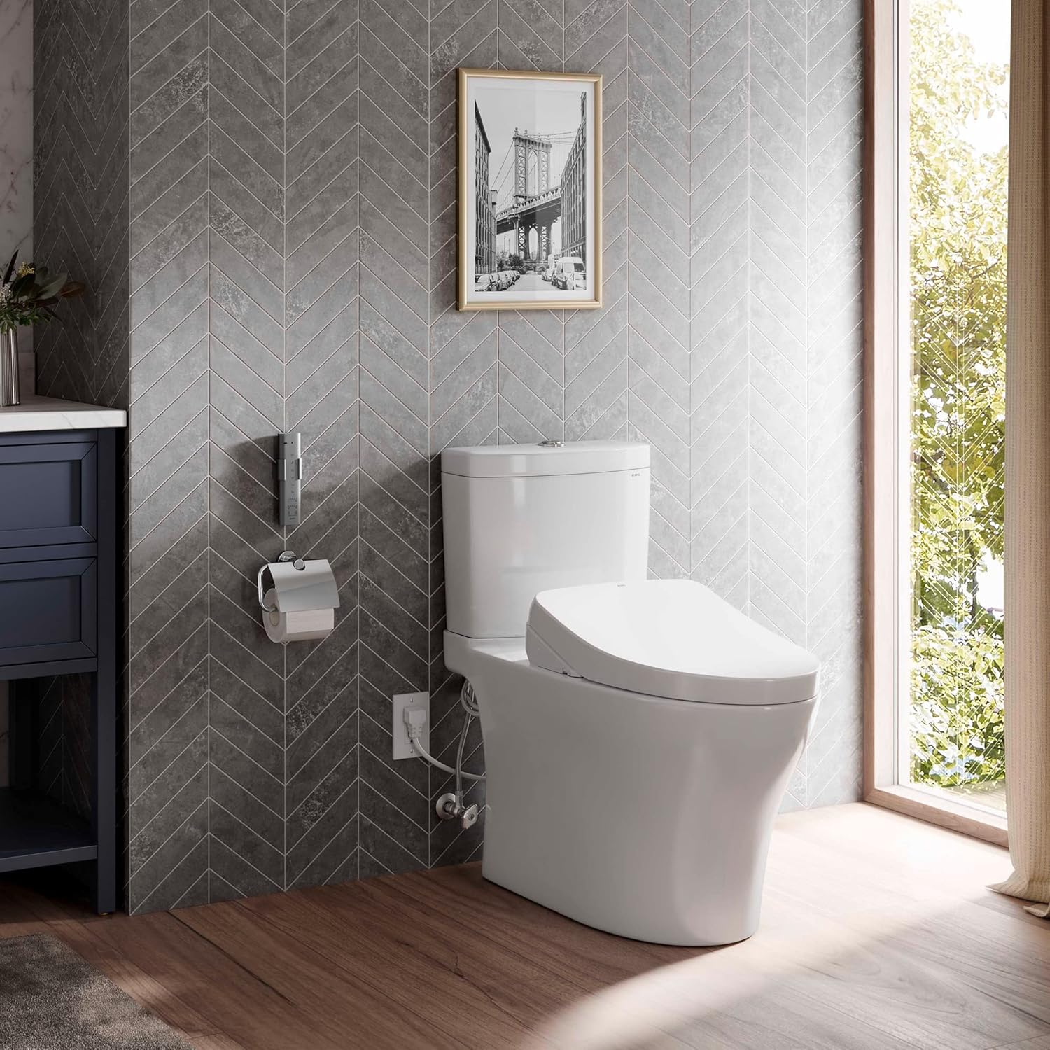 TOTO WASHLET®+ Aquia IV Two-Piece Elongated Dual Flush 1.28 and 0.9 GPF Toilet and with Auto Flush S550e Bidet Seat, Cotton White - MW4463056CEMGNA#01 - - 